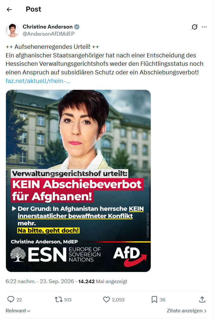 Christine Anderson: Aufsehenerregendes Urteil...