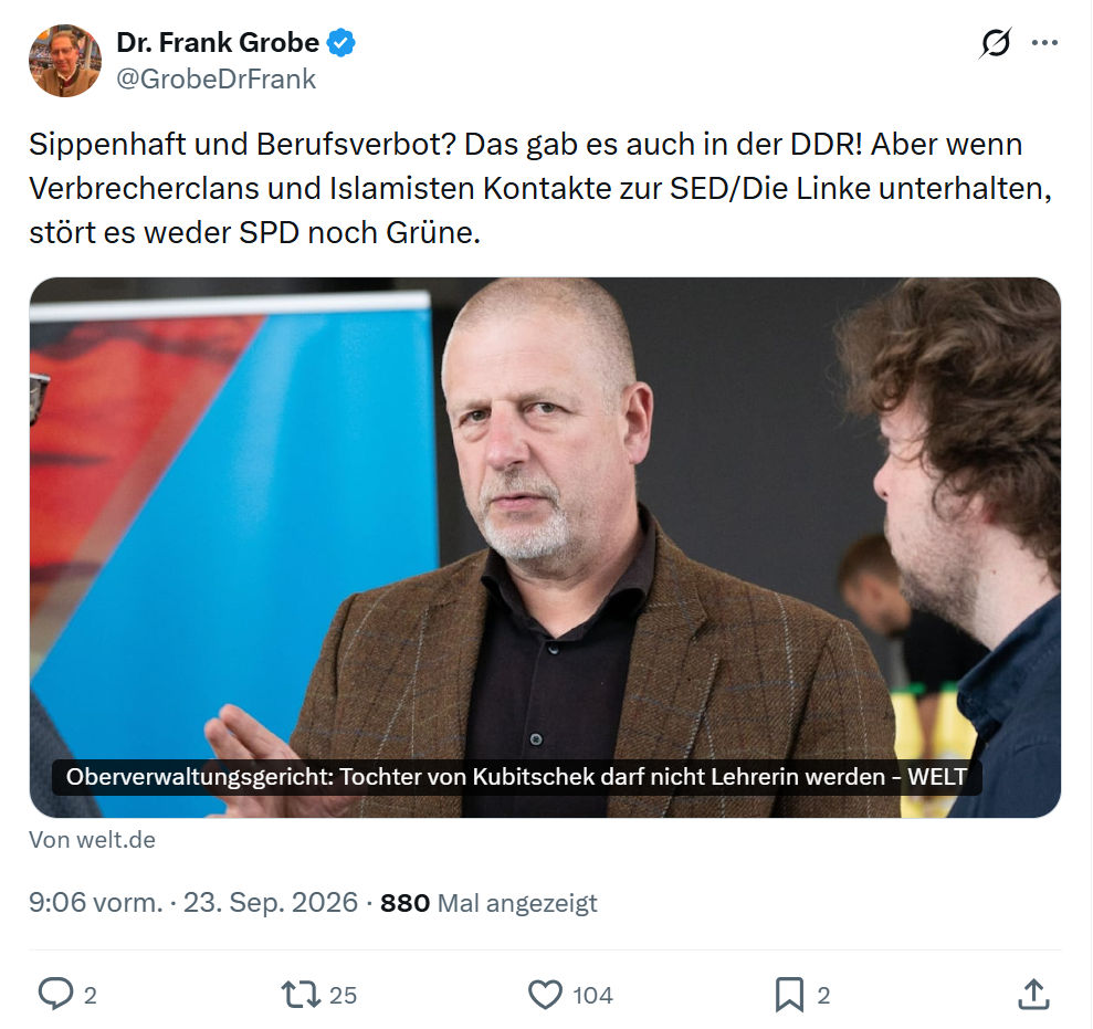 Frank Grobe: Sippenhaft und Berufsverbot...