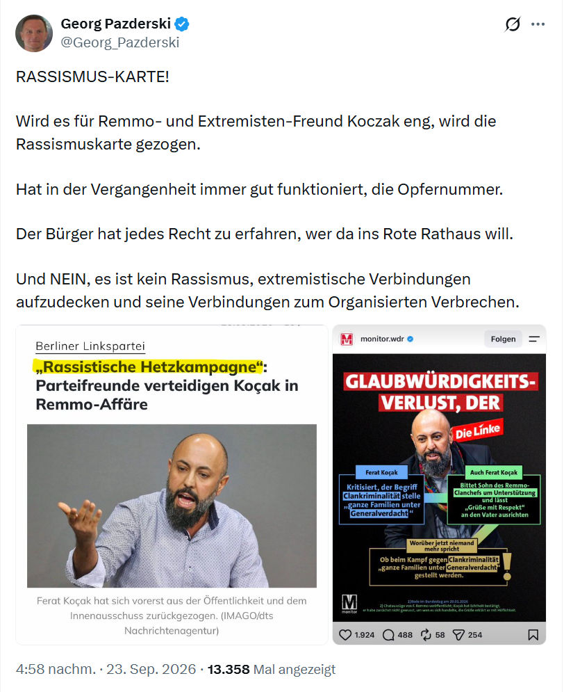 Georg Pazderski: RASSISMUS-KARTE...