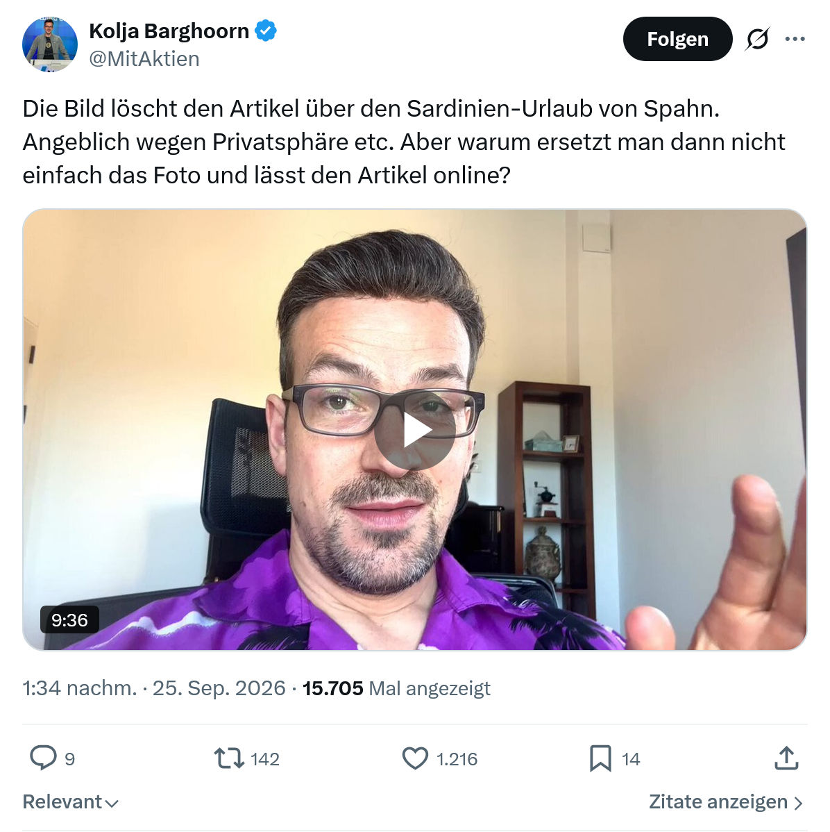 Kolja Barghoorn: Die Bild löscht den Artikel...