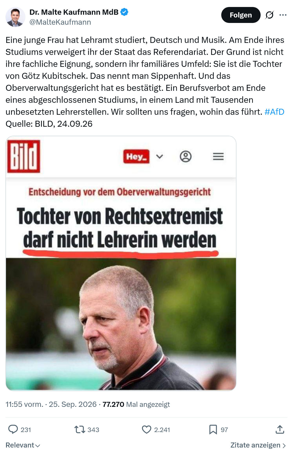 Malte Kaufmann: Eine junge Frau hat Lehramt...