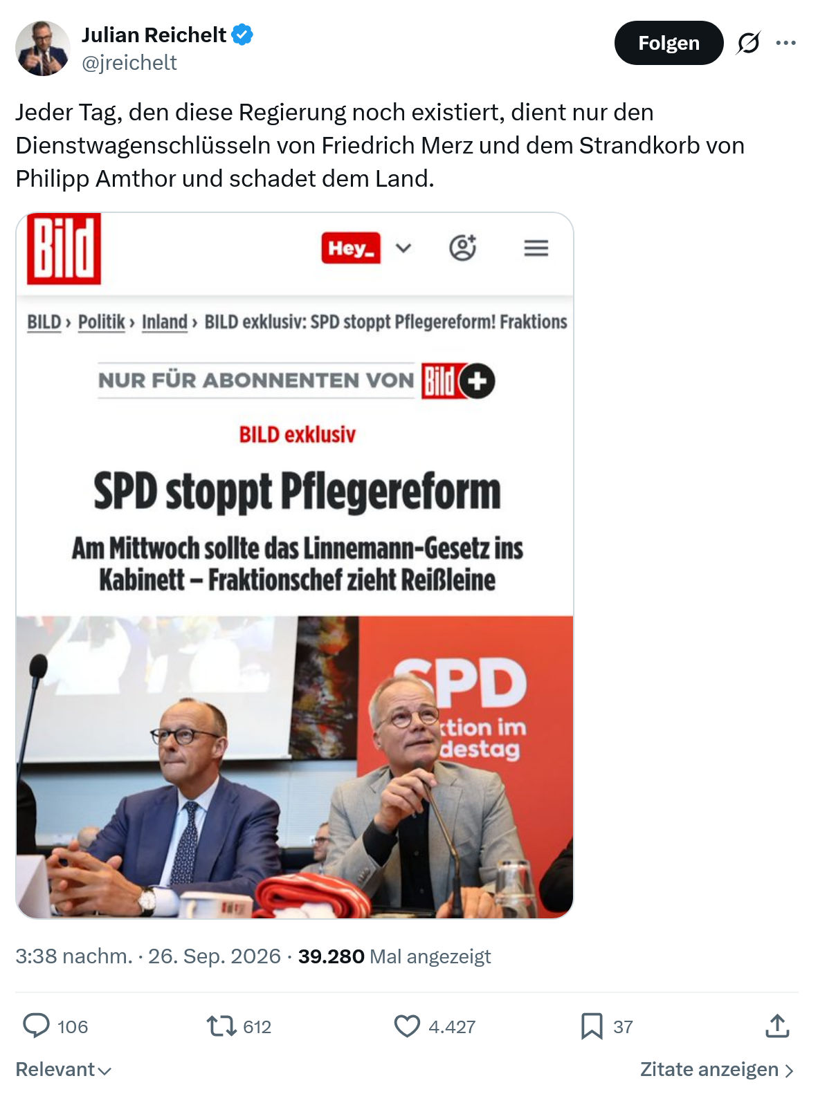 Julian Reichelt: Jeder Tag, den diese Regierung...