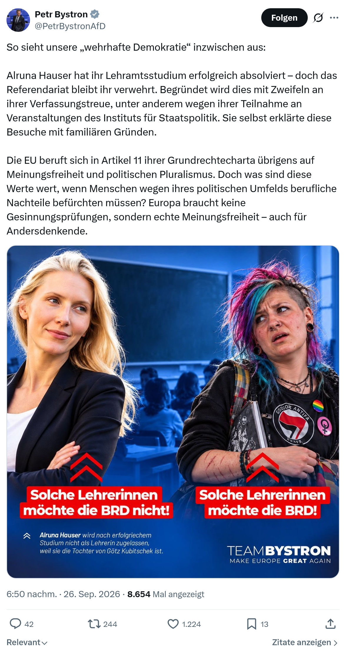 Petr Bystron: So sieht unsere „wehrhafte Demokratie“...