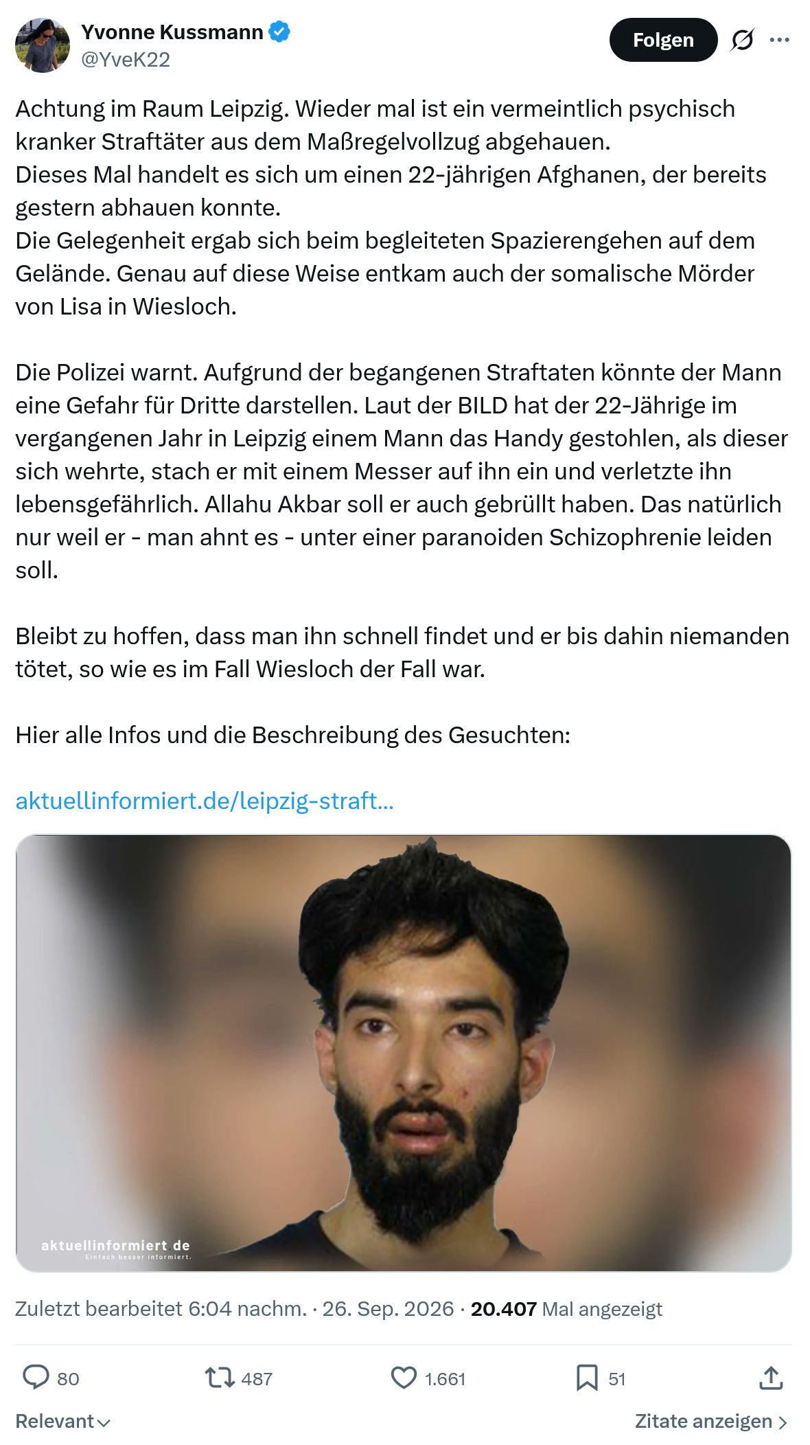Yvonne Kussmann: Achtung im Raum Leipzig...