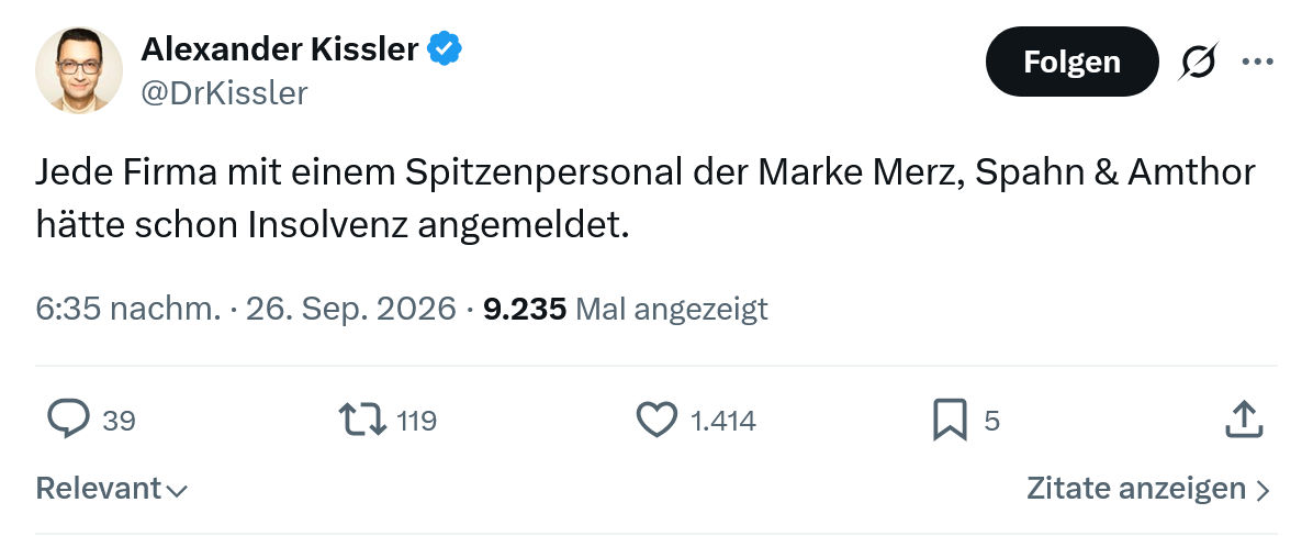 Alexander Kissler: Jede Firma mit einem Spitzenpersonal...