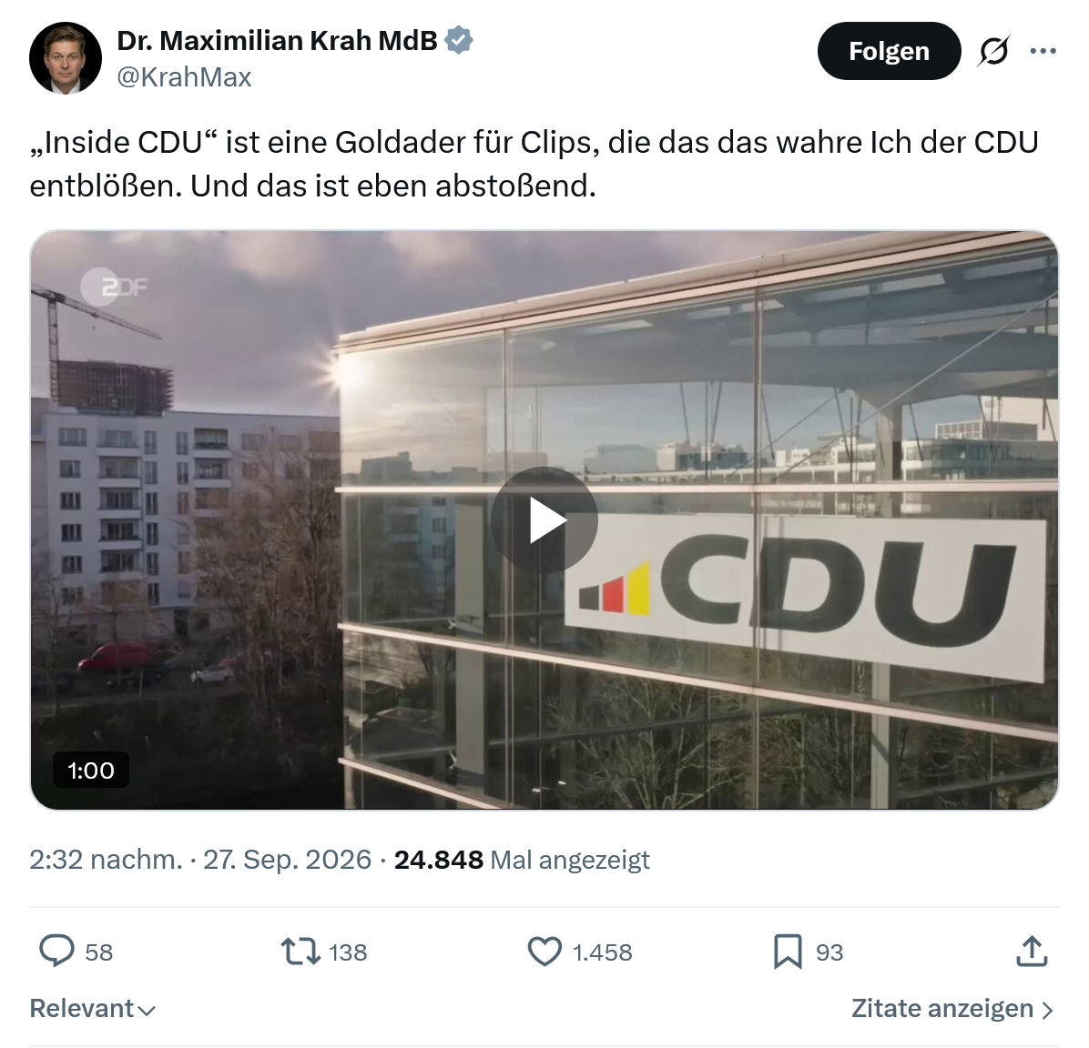 Maximilian Krah: „Inside CDU“ ist eine Goldader...