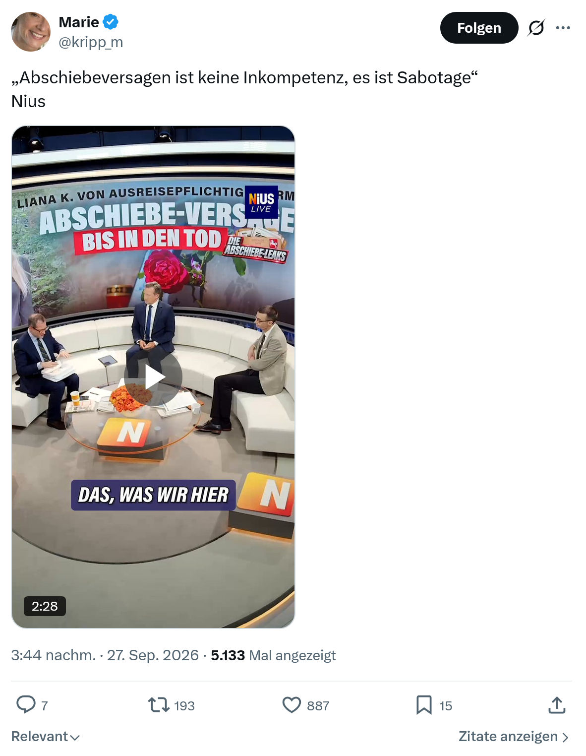 Marie kripp: Abschiebeversagen ist keine...