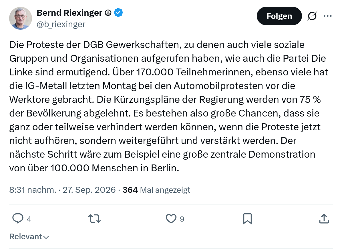 Bernd Riexinger: Die Proteste der DGB Gewerkschaften...