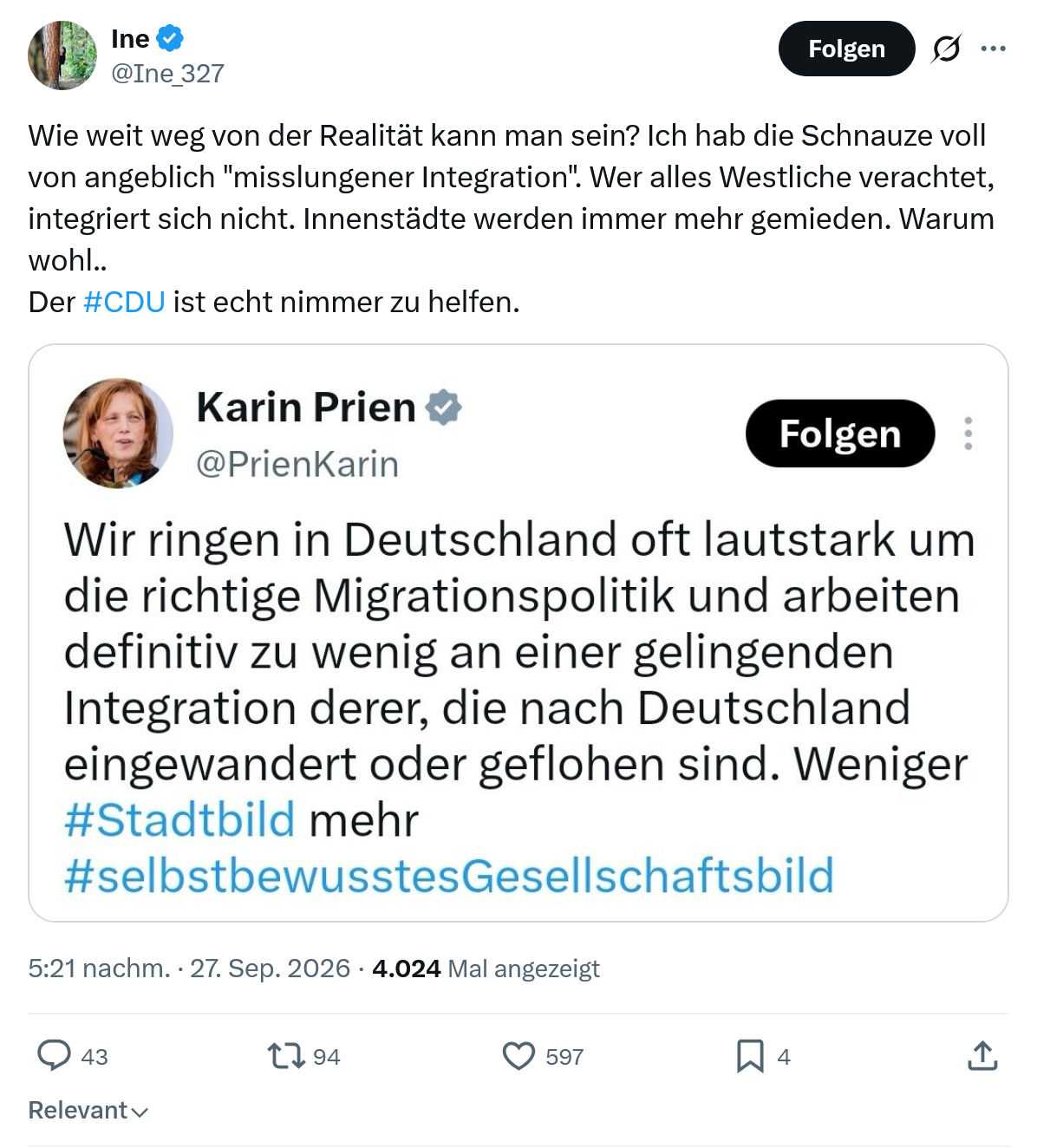 Ine: Wie weit weg von der Realität...