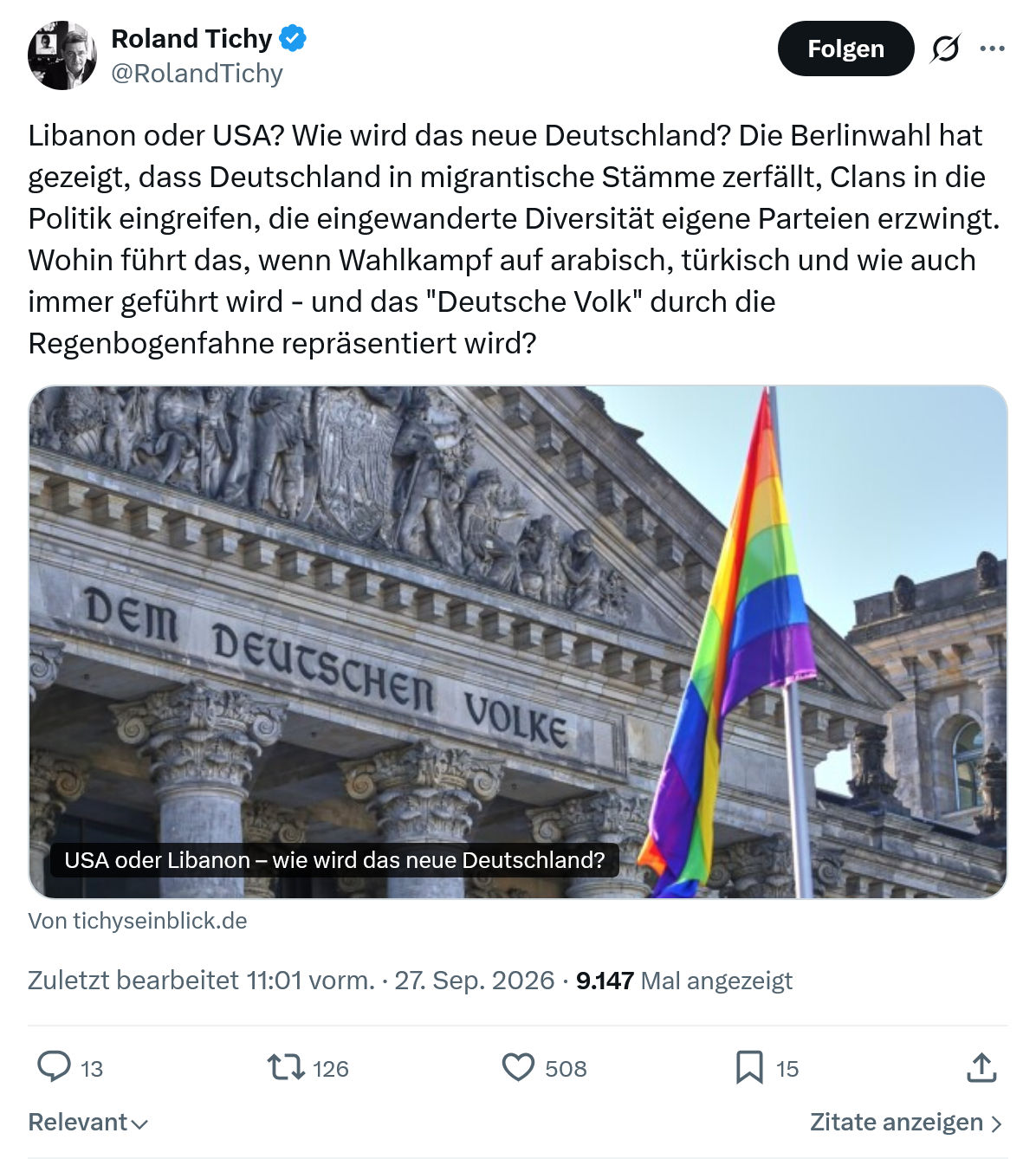 Roland Tichy: Libanon oder USA...
