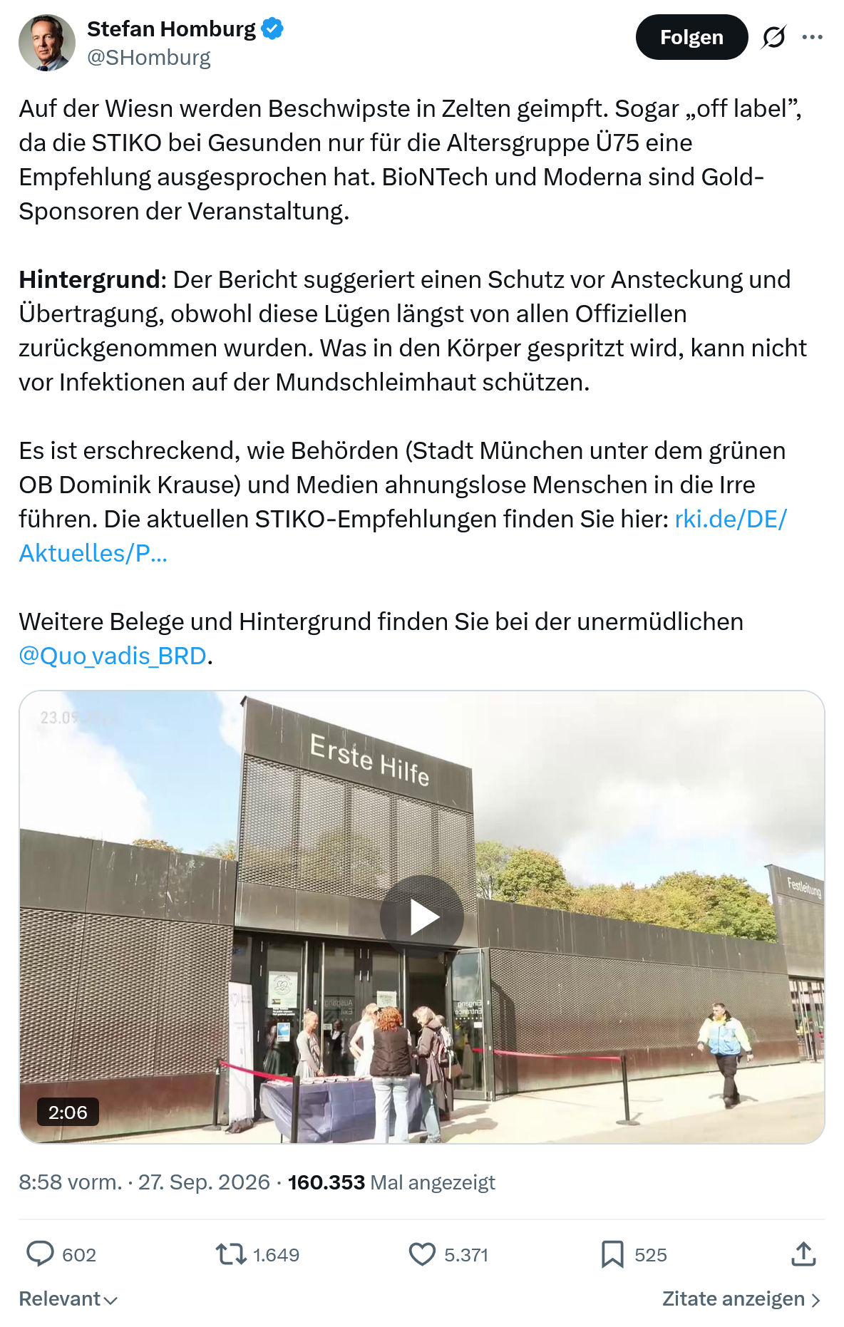 Stefan Homburg: Auf der Wiesn werden Beschwipste...