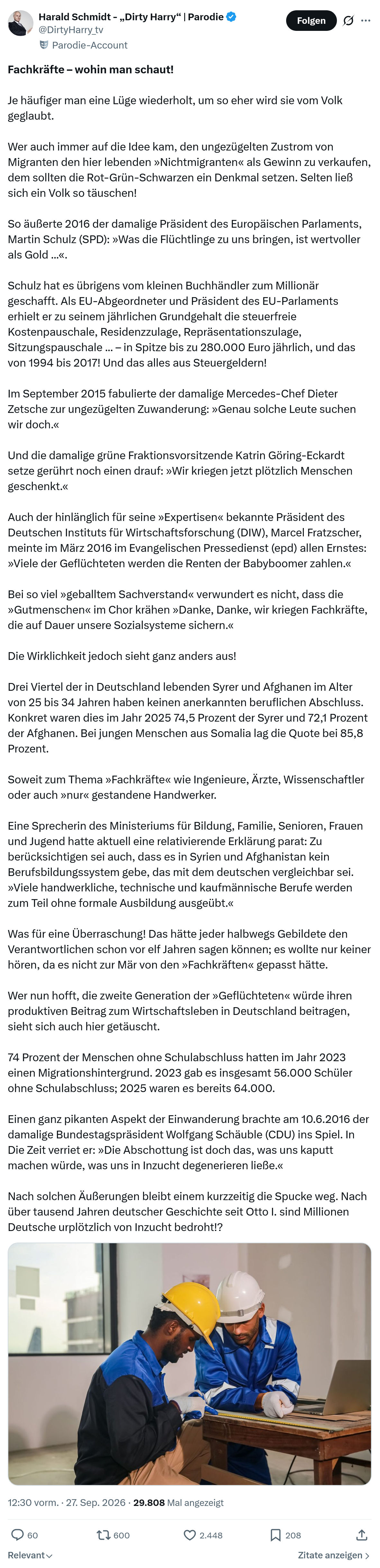 Harald Schmidt: Fachkräfte – wohin man schaut...