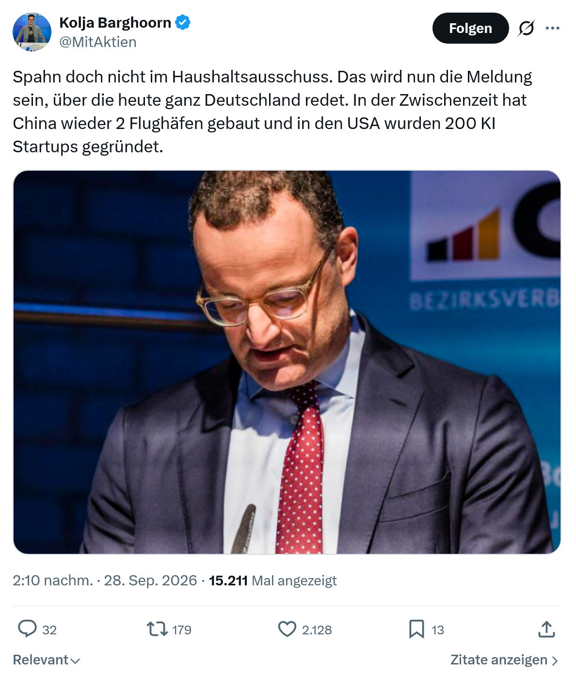 Kolja Barghoorn: Spahn doch nicht im...
