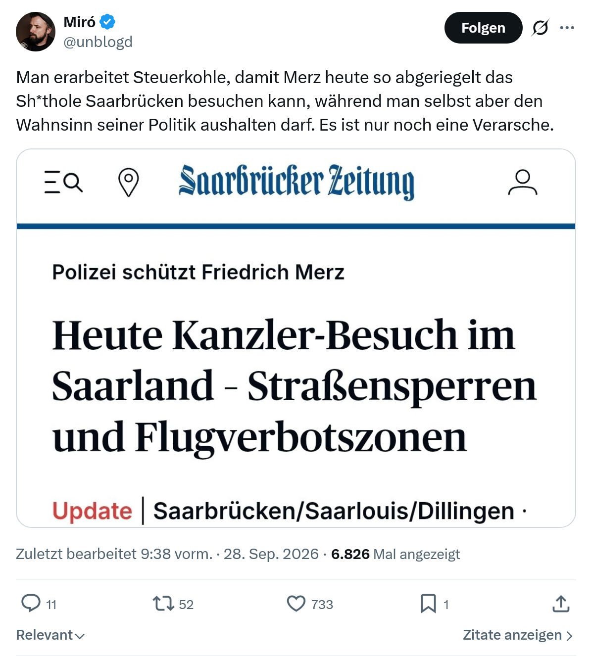 Miro Wolsfeld: Man erarbeitet Steuerkohle...