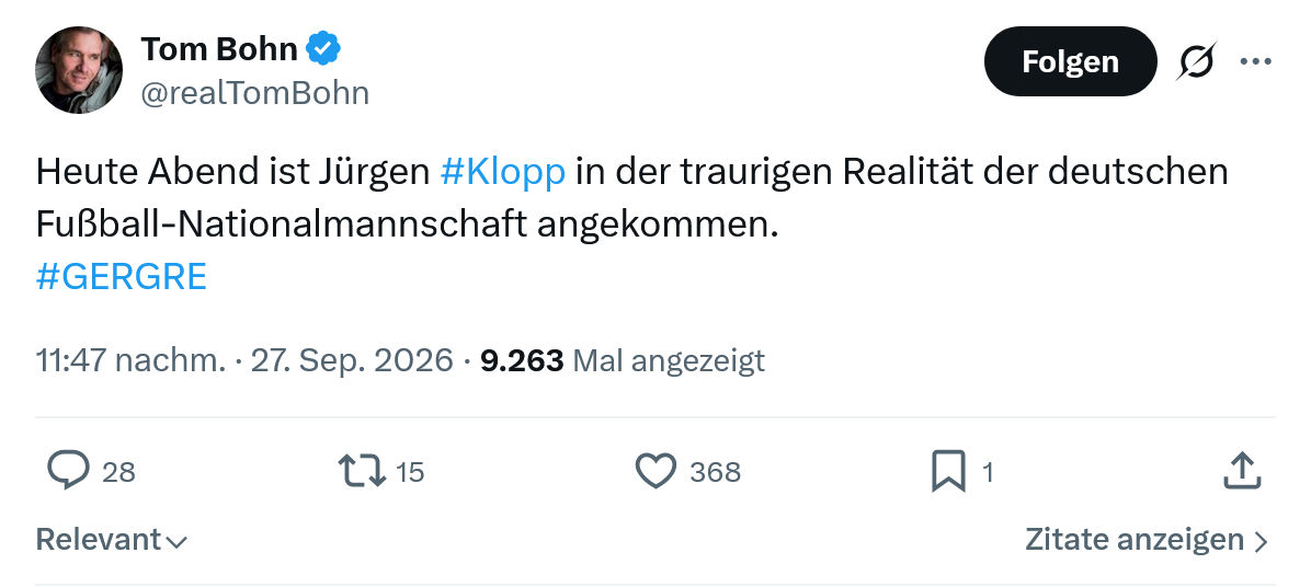 Tom Bohn: Heute Abend ist Jürgen...