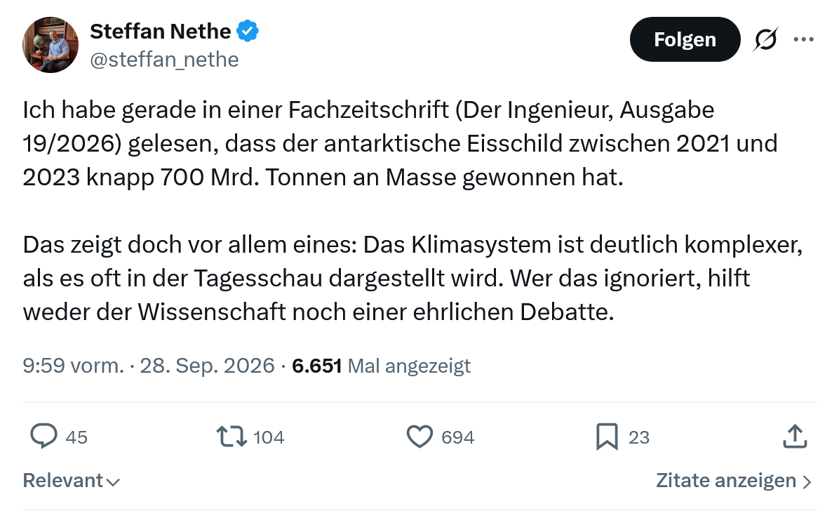 Steffan Nethe: Ich habe gerade in einer Fachzeitschrift...