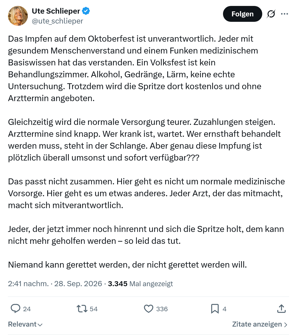 Ute Schlieper: Das Impfen auf dem Oktoberfest...