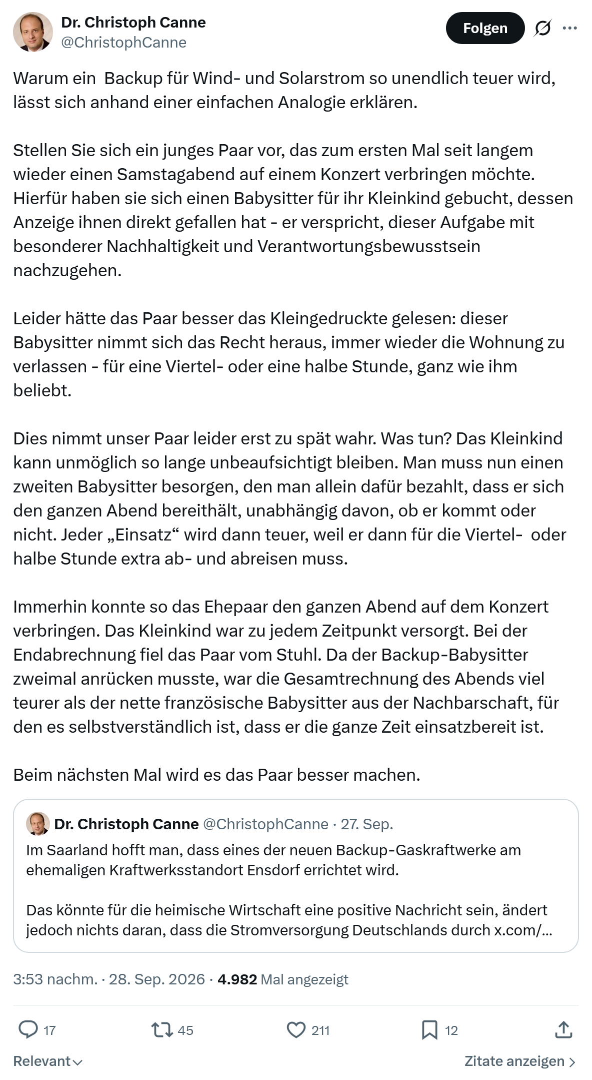 Christoph Canne: Warum ein  Backup für Wind...