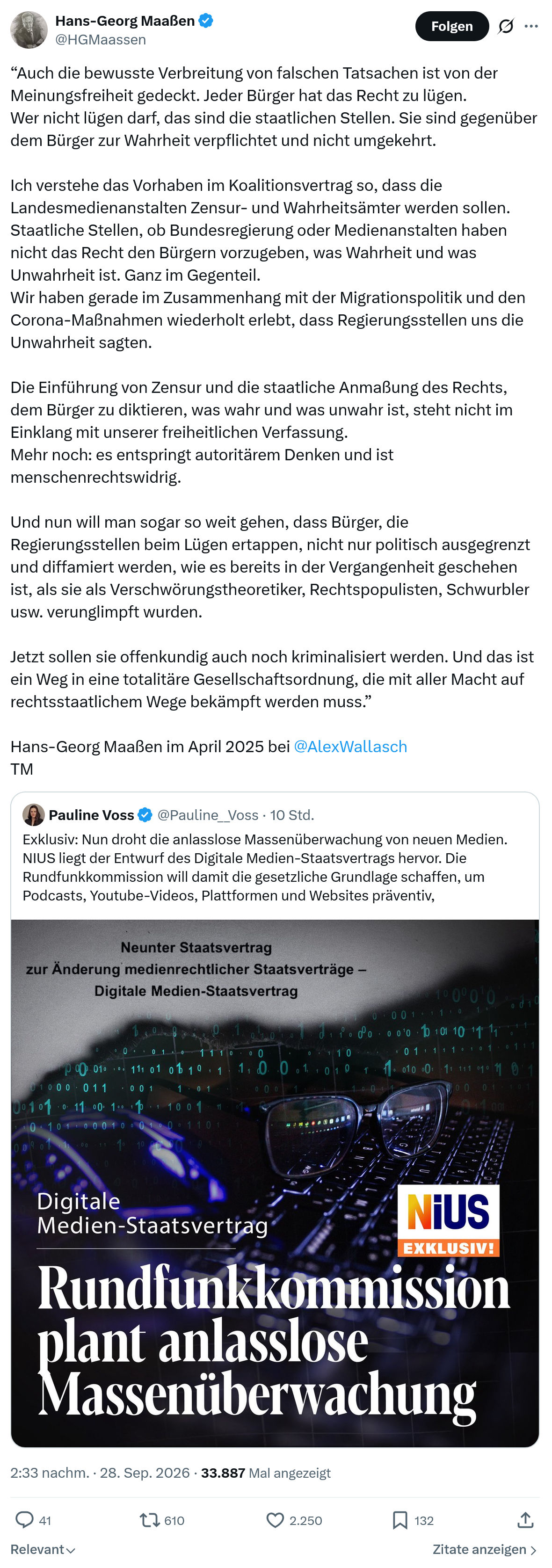 Hans-Georg Maaßen: Auch die bewusste Verbreitung...