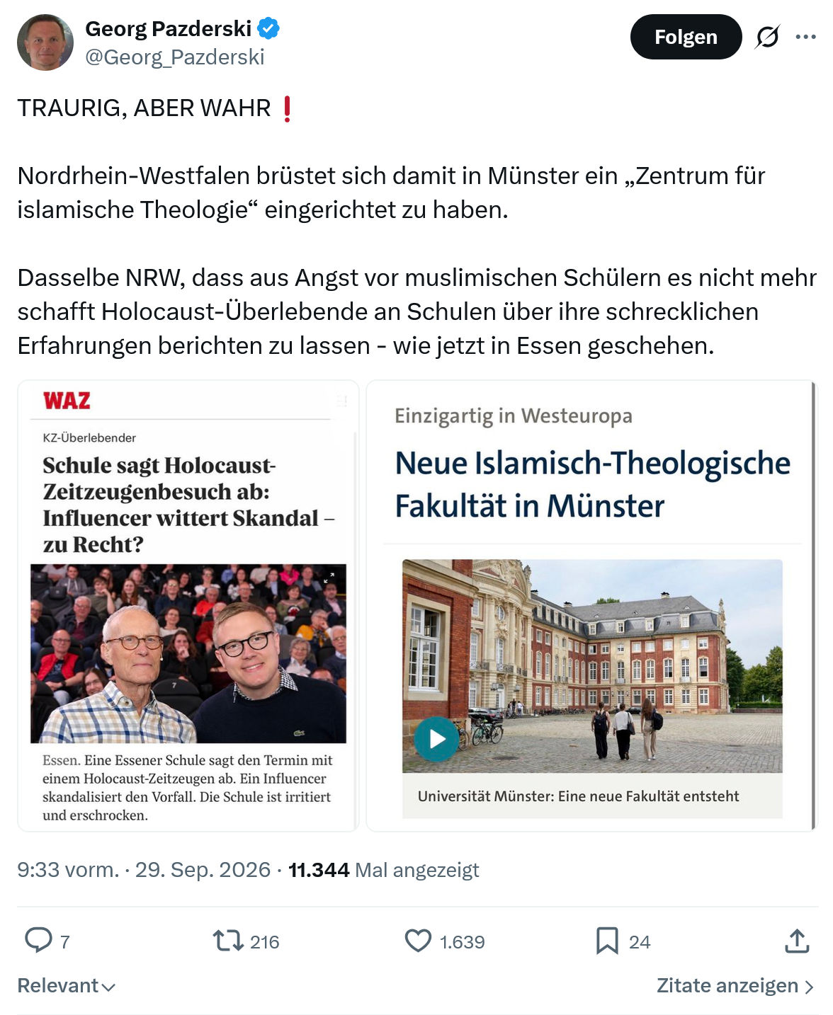 Georg Pazderski: TRAURIG, ABER WAHR...