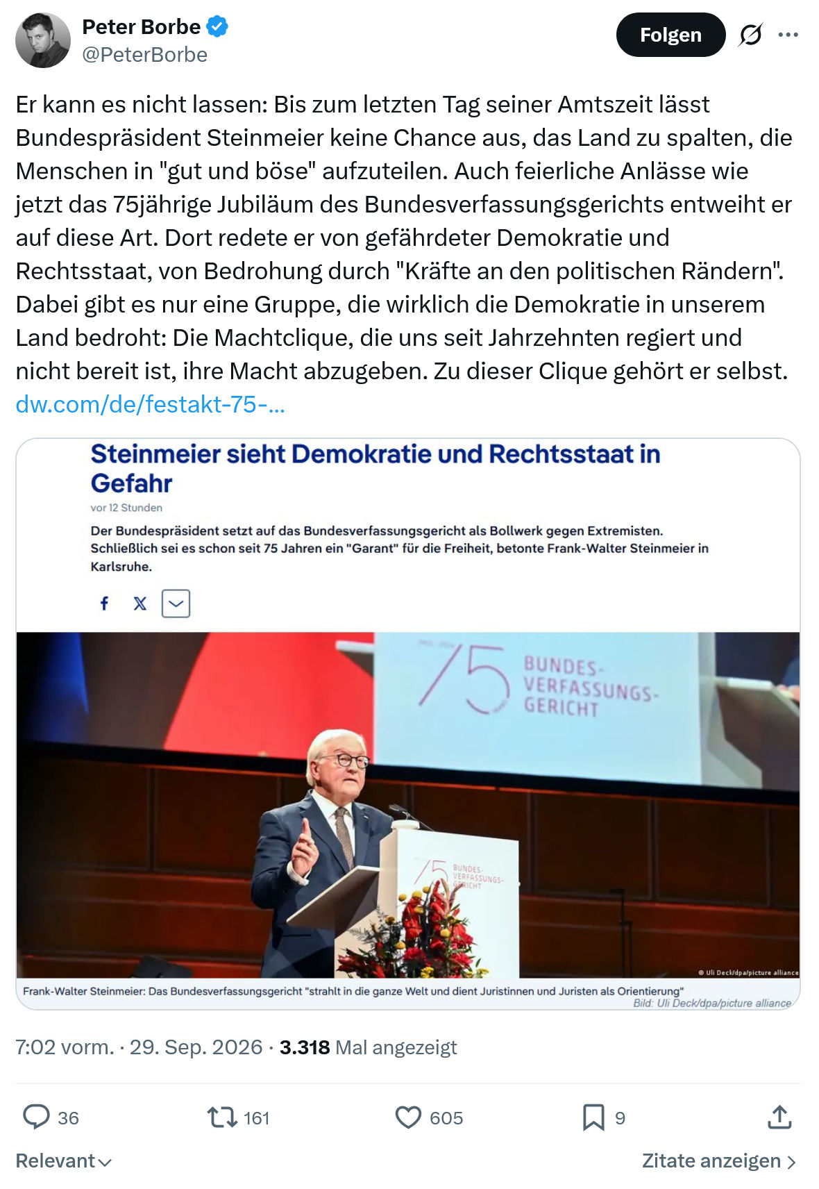 Peter Borbe: Er kann es nicht lassen...