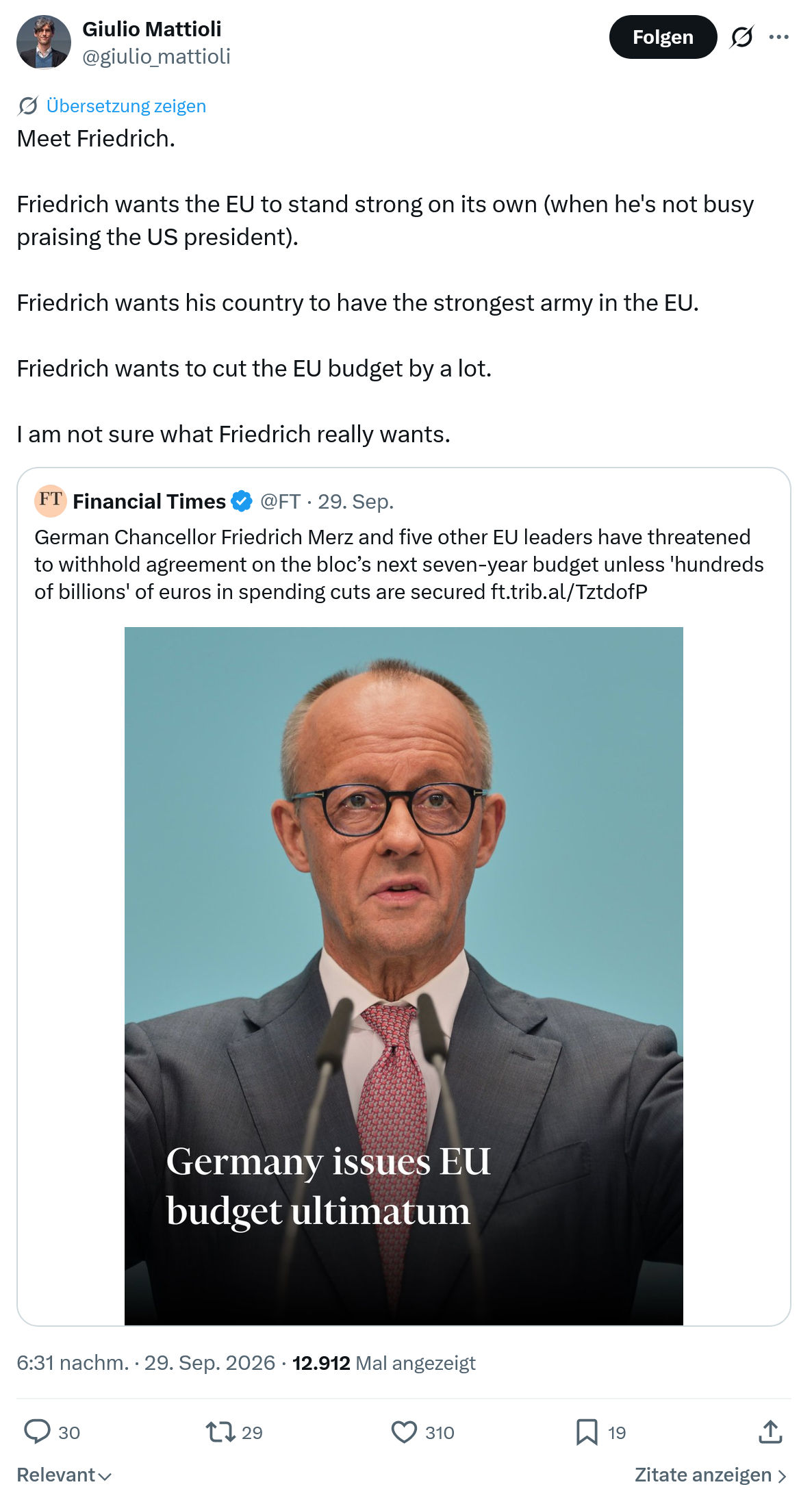 Giulio Mattioli: Meet Friedrich...
