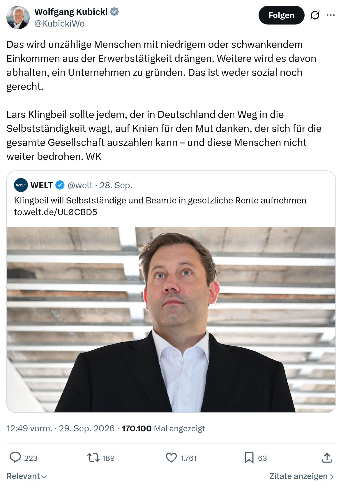 Wolfgang Kubicki: Das wird unzählige Menschen...