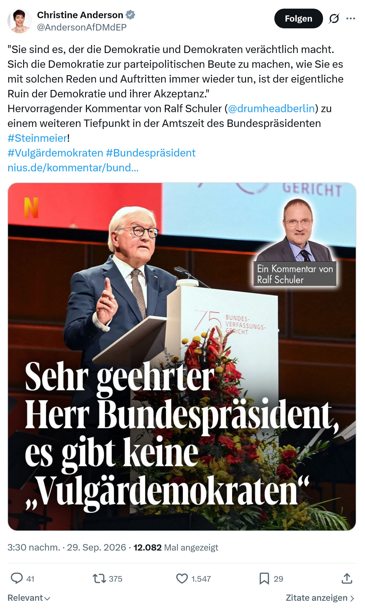 Christine Anderson: Sie sind es, der die Demokratie...