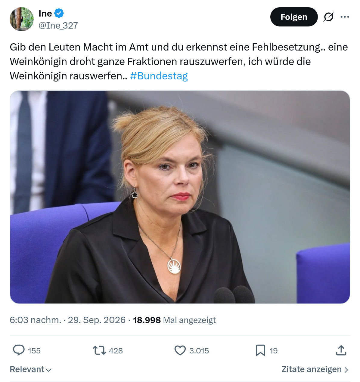 Ine: Gib den Leuten Macht im Amt...