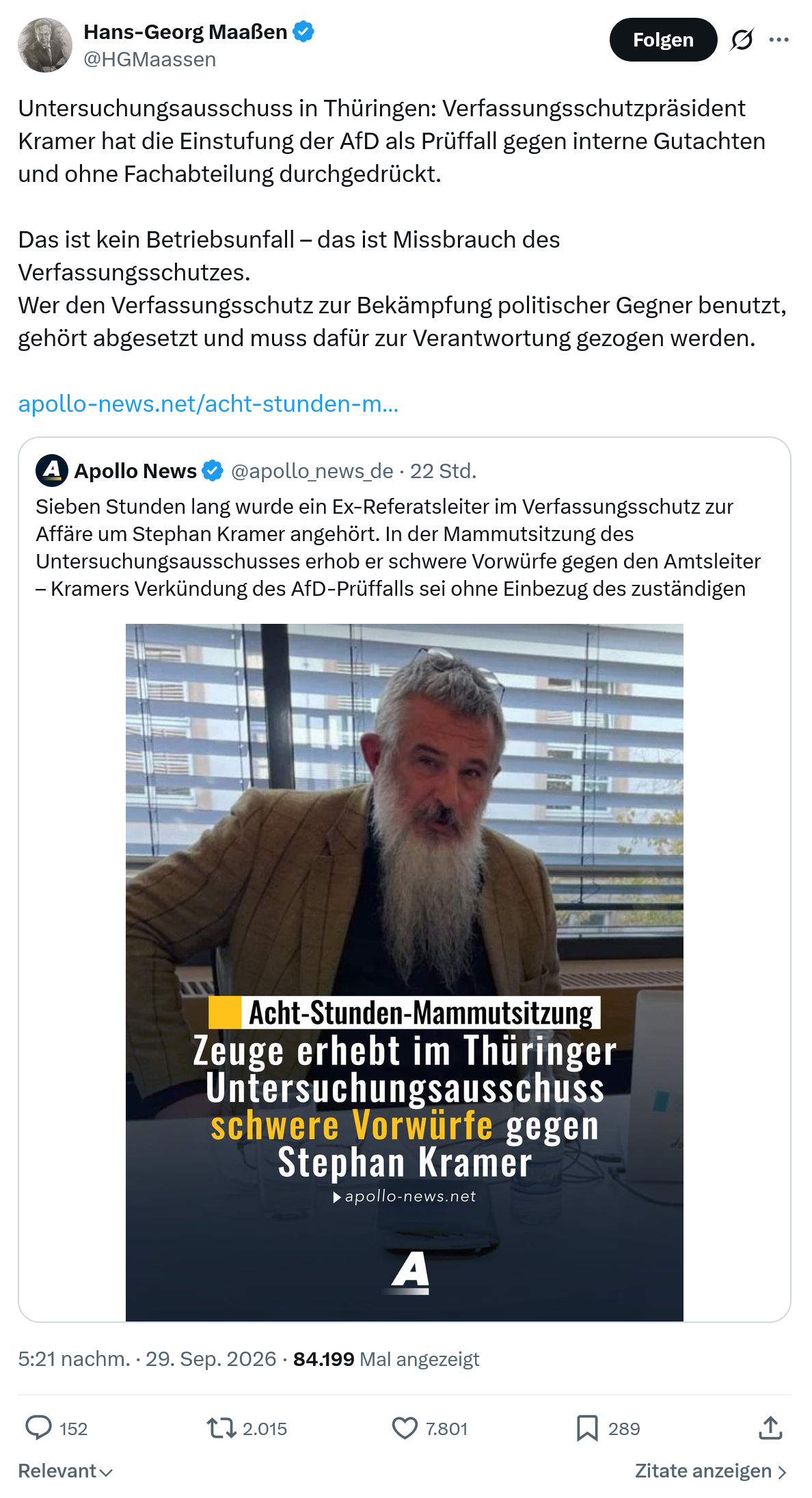 Hans-Georg Maaßen: Untersuchungsausschuss in Thüringen...