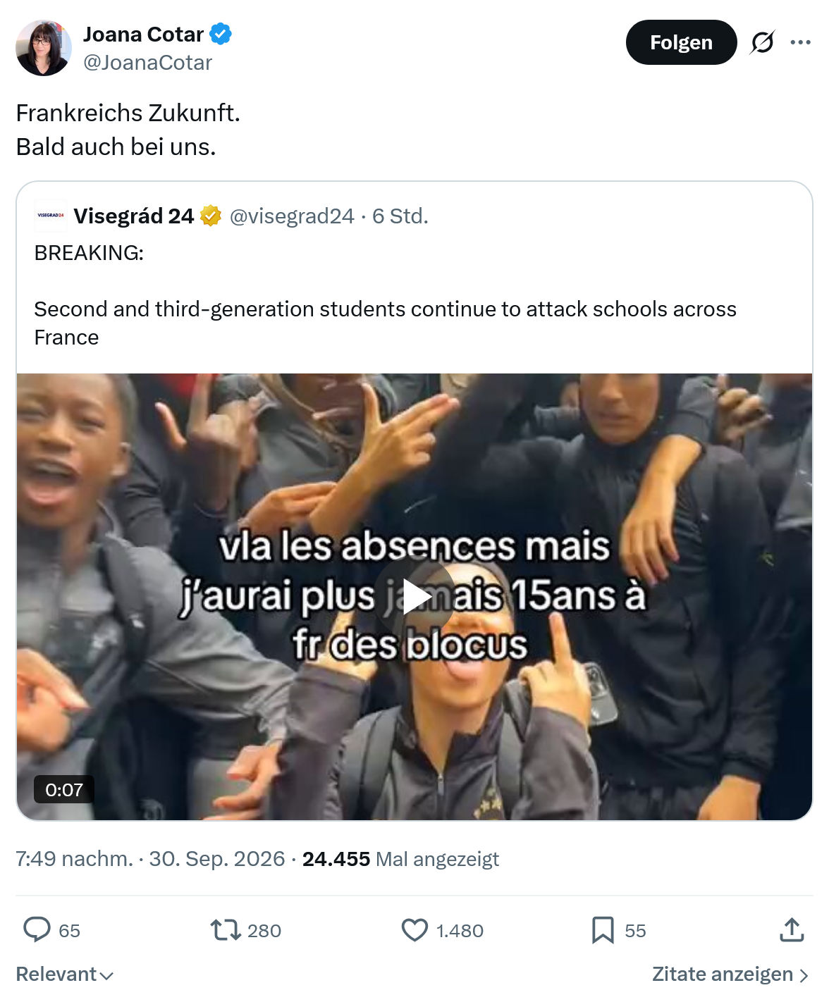 Joana Cotar: Frankreichs Zukunft...
