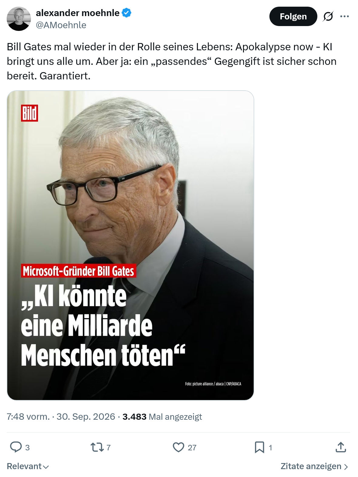 Alexander Moehnle: Bill Gates mal wieder in der Rolle...