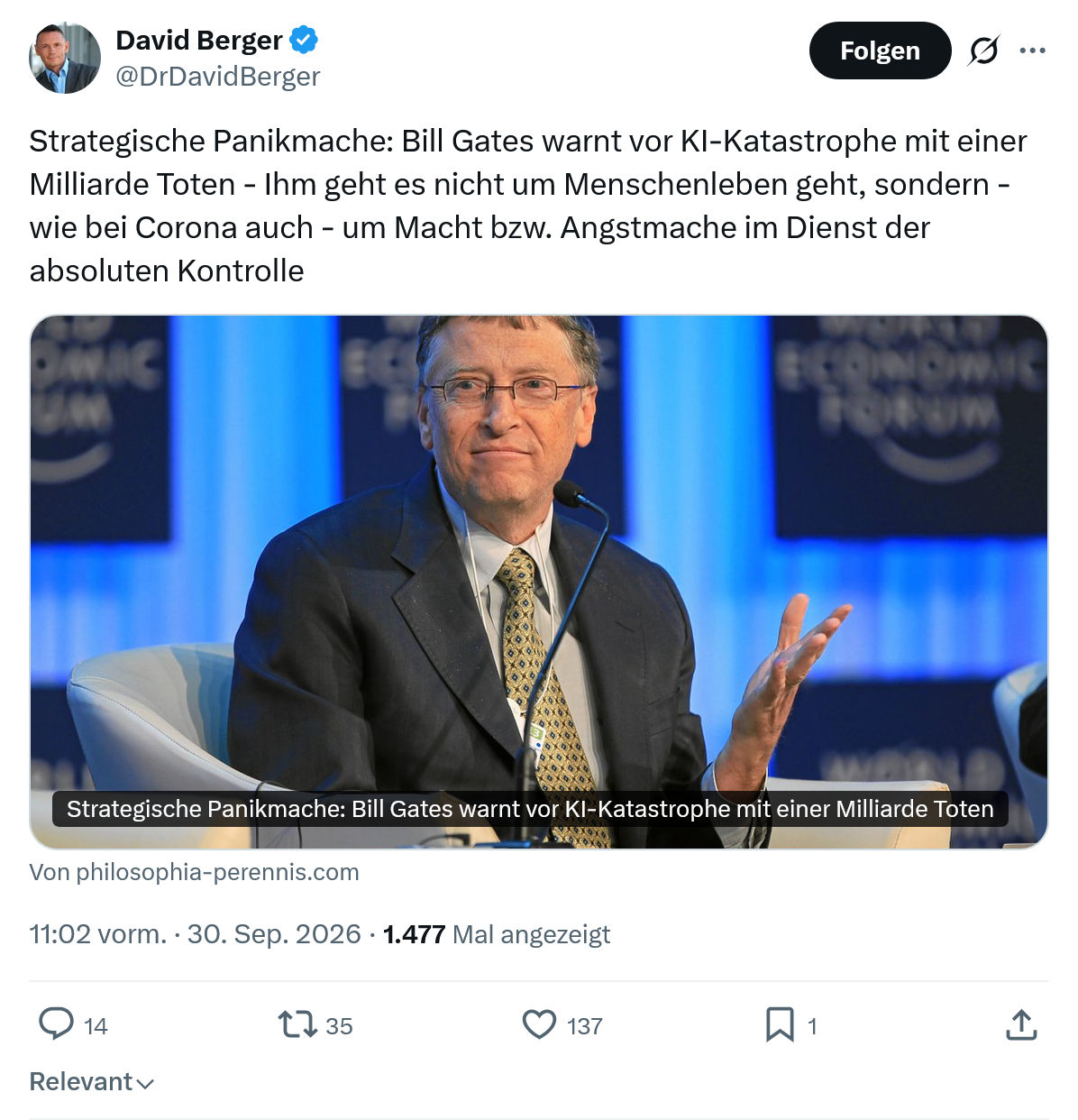 David Berger: Strategische Panikmache...