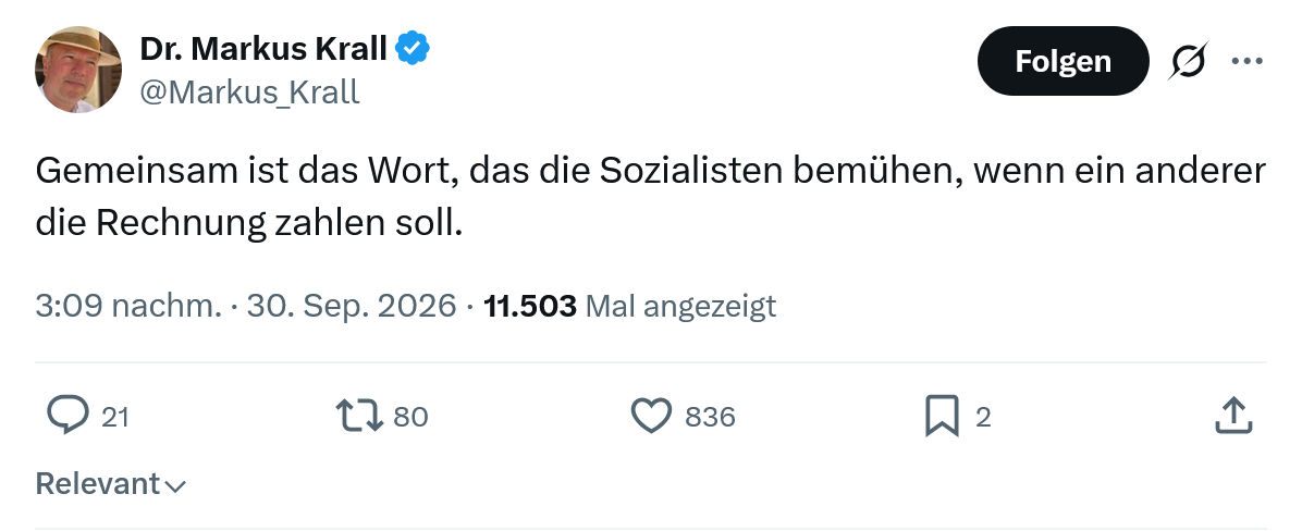 Markus Krall: Gemeinsam ist das Wort...