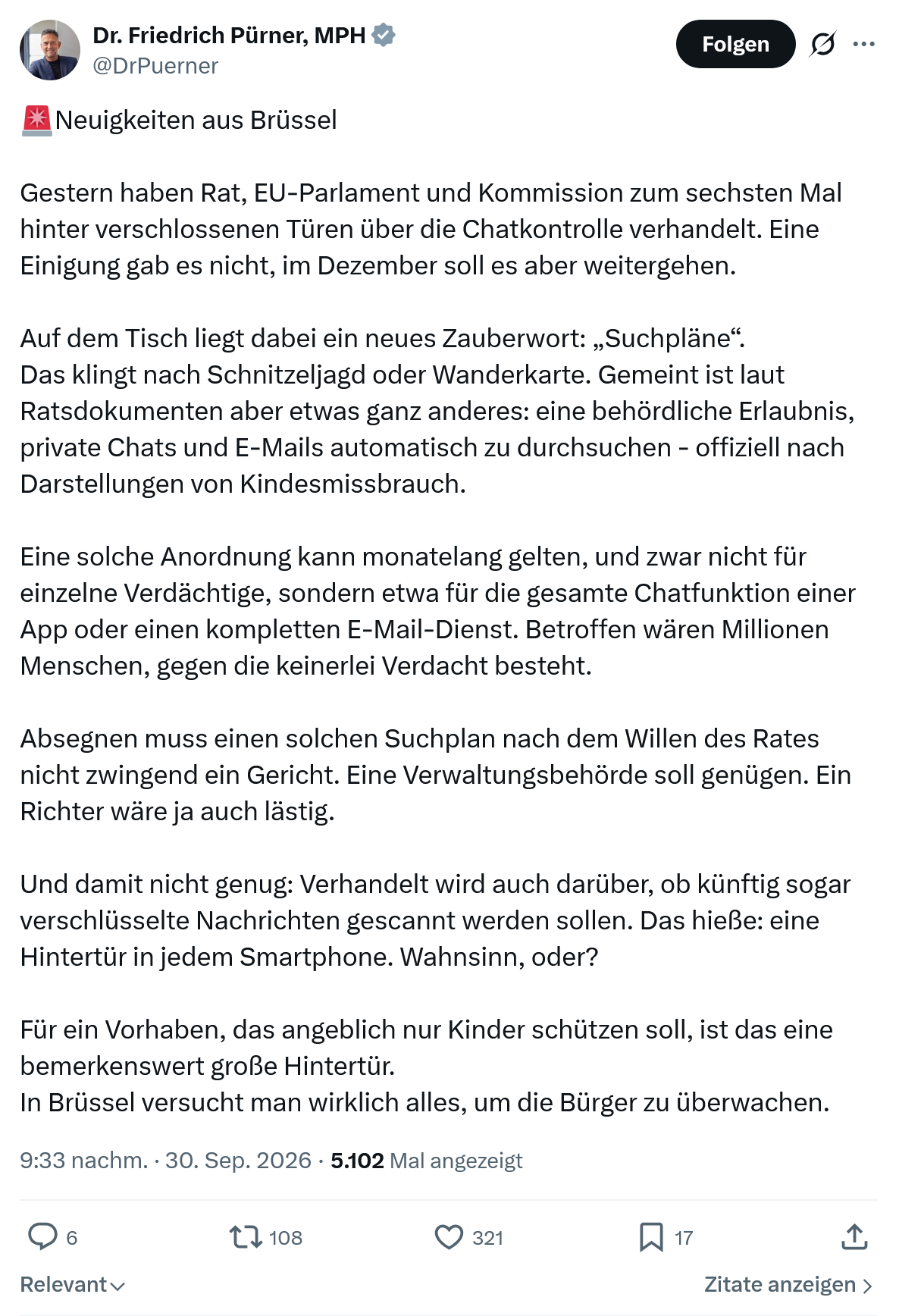 Friedrich Pürner: Neuigkeiten aus Brüssel...