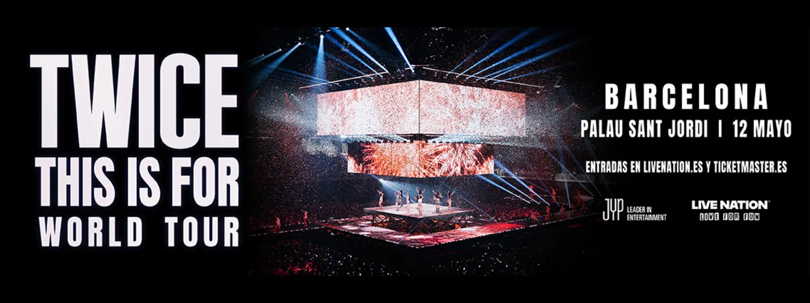 Cartel TWICE this is for world tour en Barcelona 2026