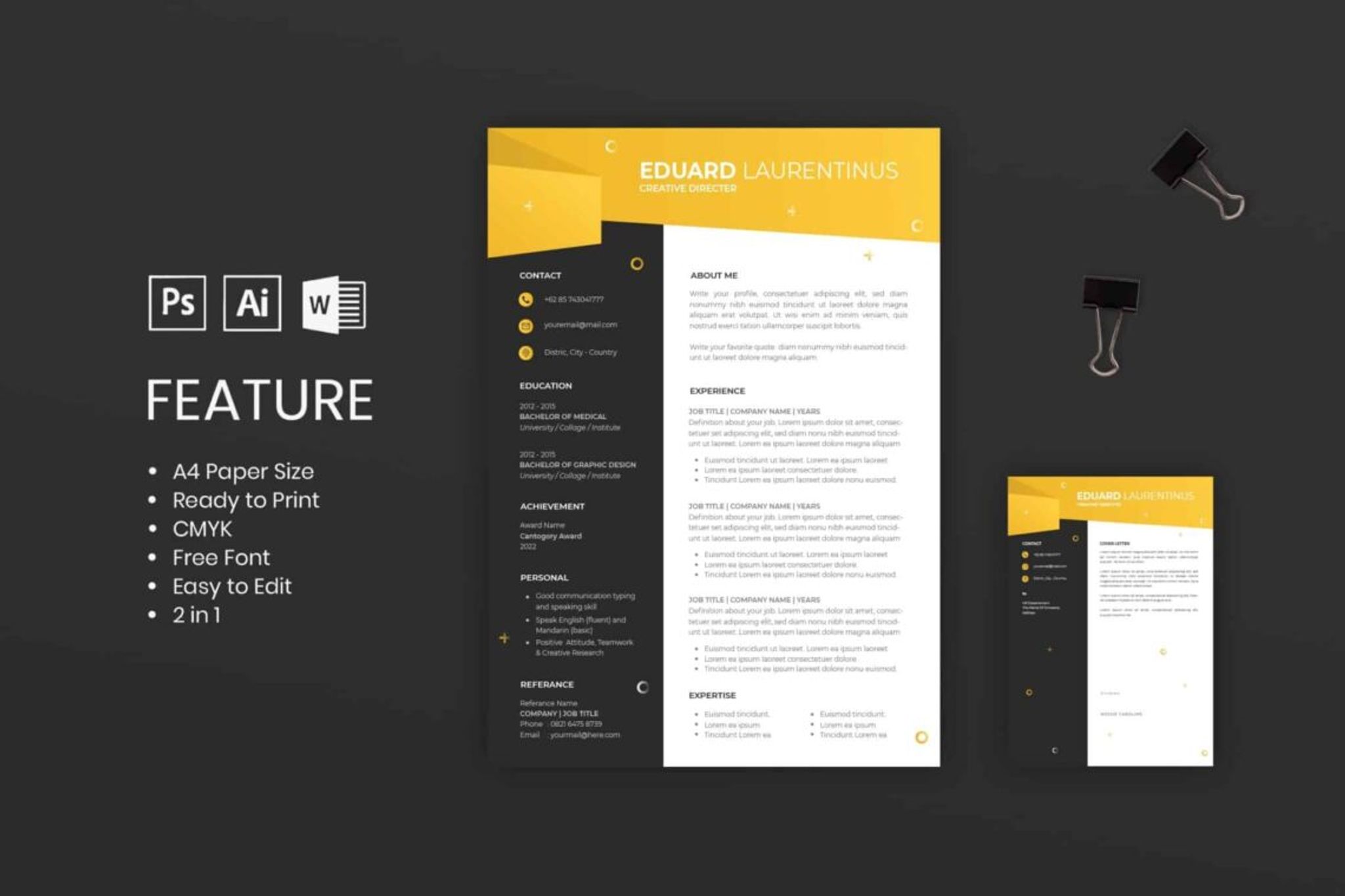 Black White Yellow CV Resume Black White Yellow CV Resume