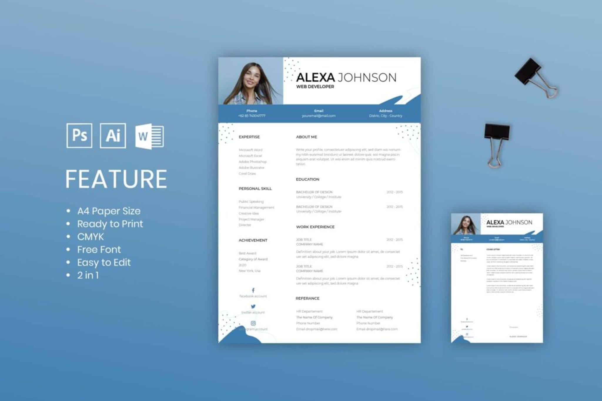 CV Resume – Pure Blue Design