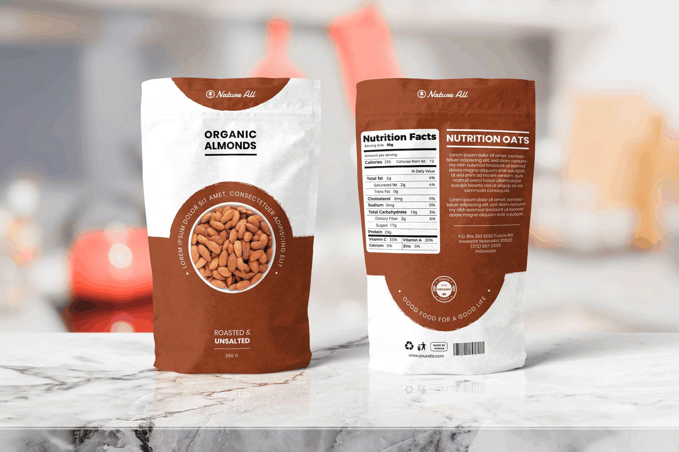 Organic Almonds Packaging Template