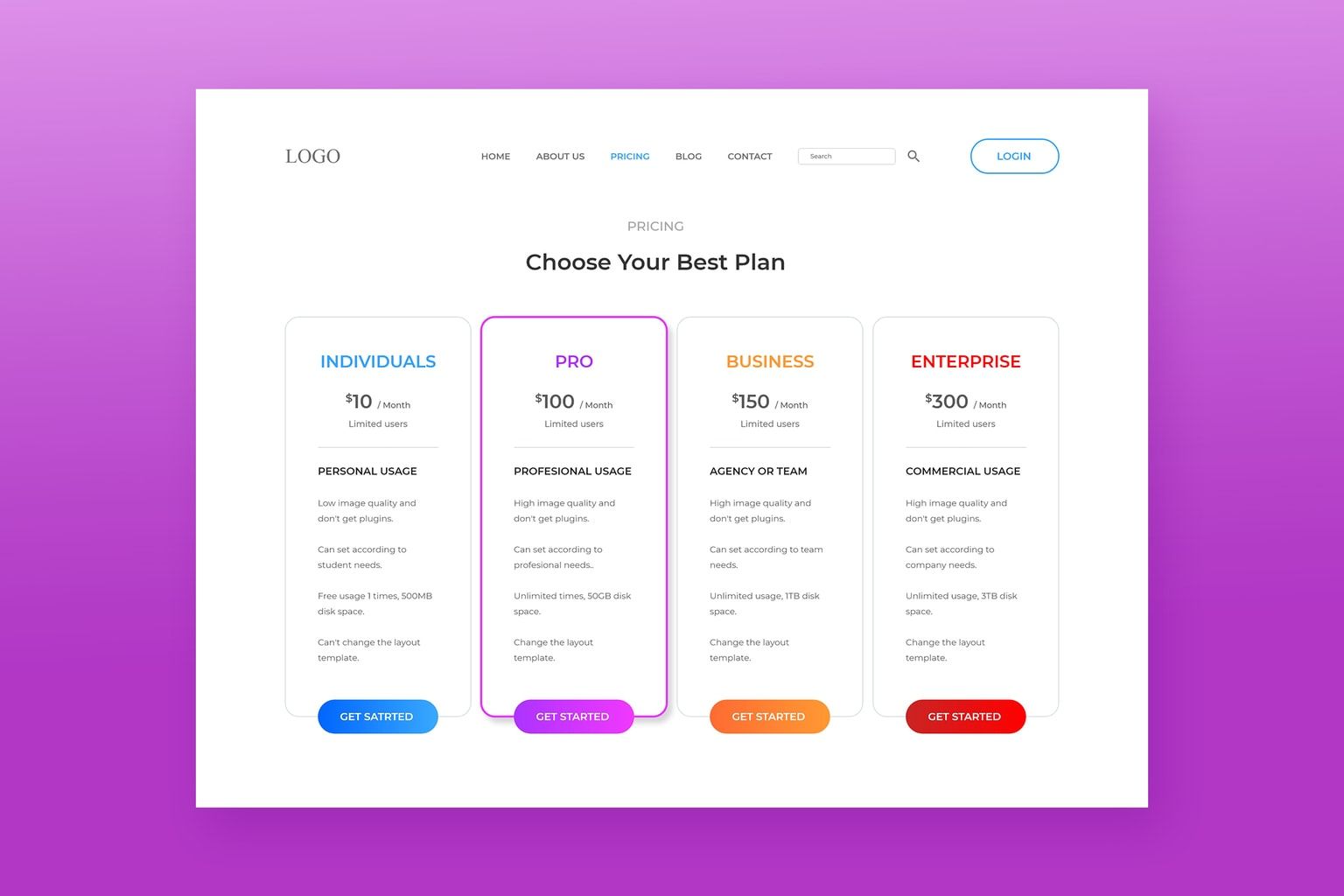 Premium Website Maker Pricing Template