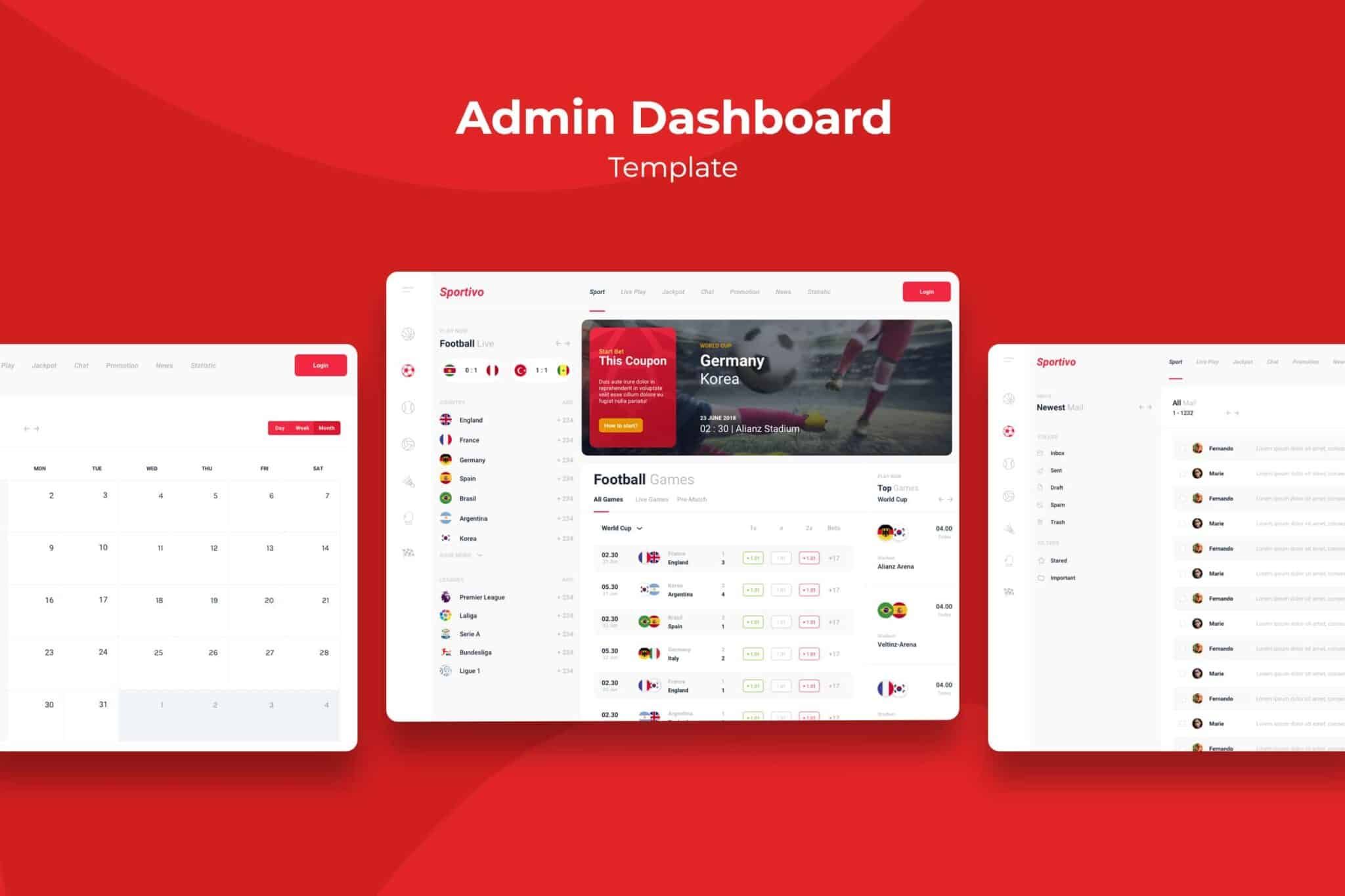 Admin Dashboard – Sport Statistics - react admin dashboard 