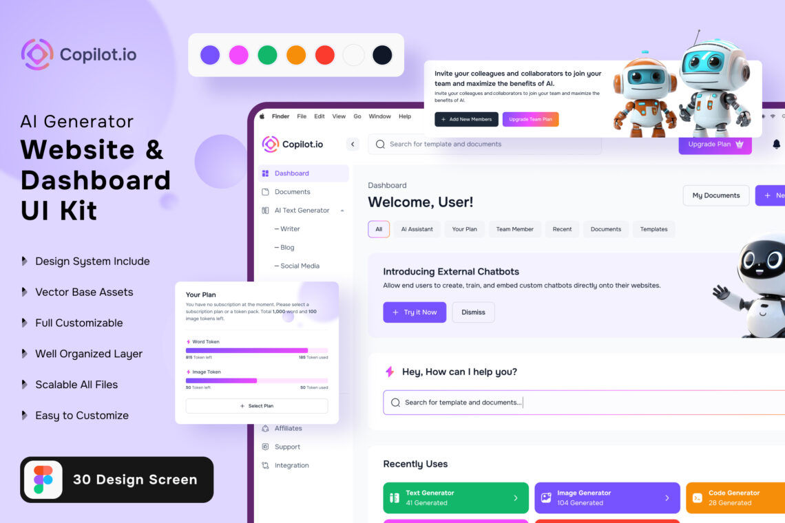 Ai Generator Design Web Landing Page UI KIT