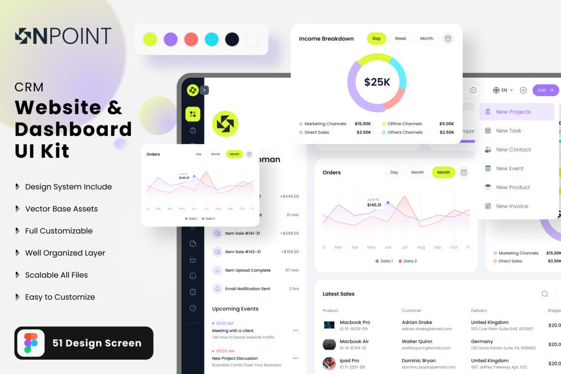 CRM Design Web Landing Page UI KIT