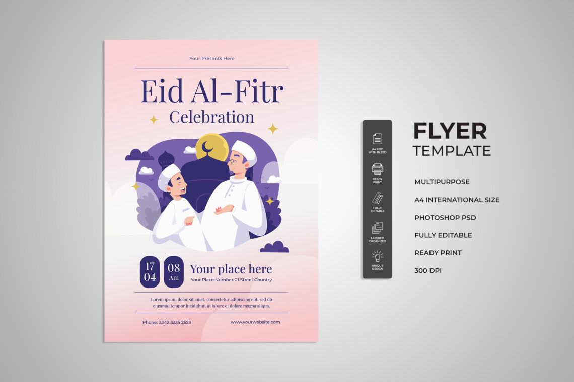 Pink Eid Al-Fitr Celebration Flyer