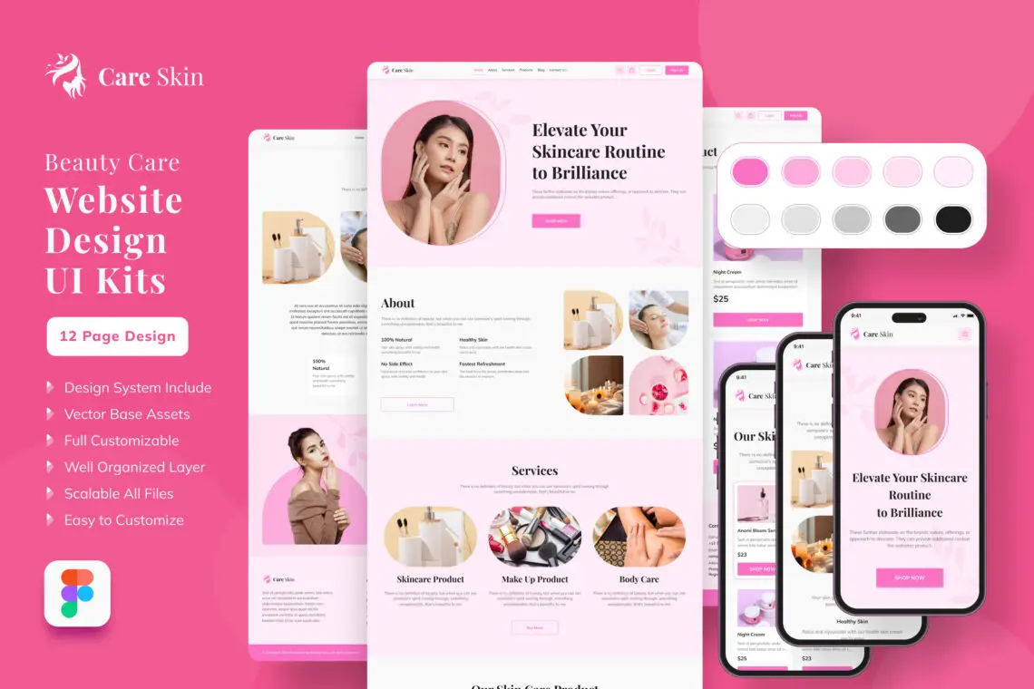 Beauty Care Web Landing Page UI KIT