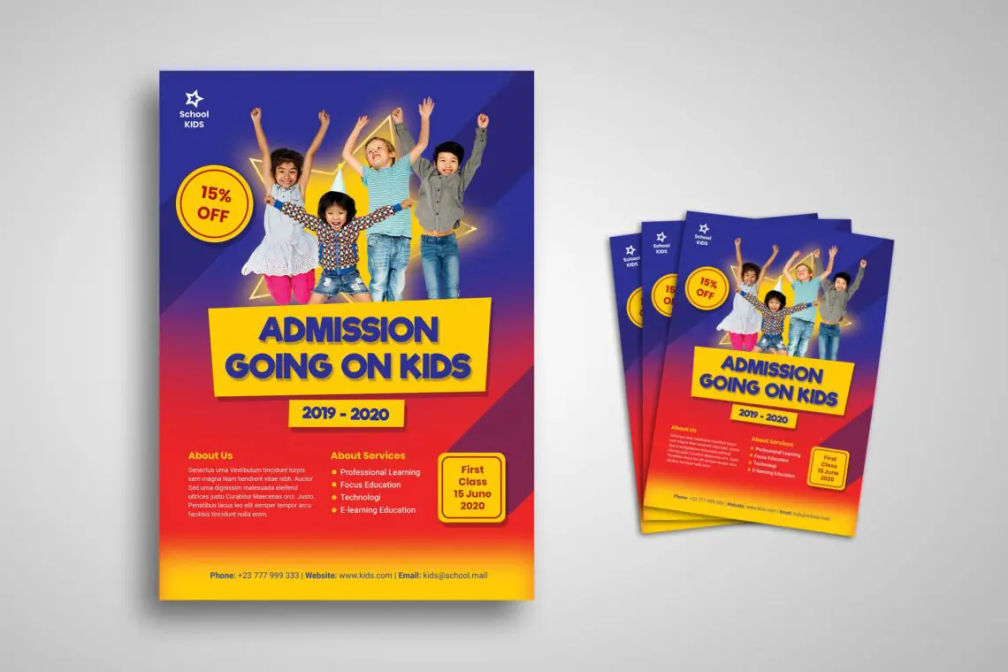 Flyer Template Kids Fun School Admissionjpg