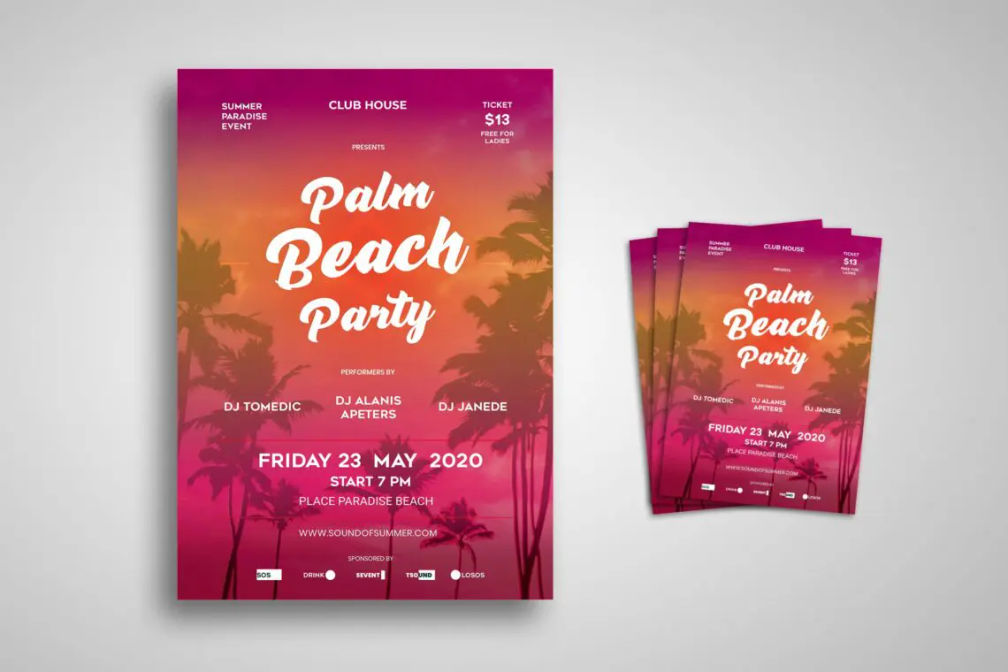 Flyer Template Palm Beach Partyjpg