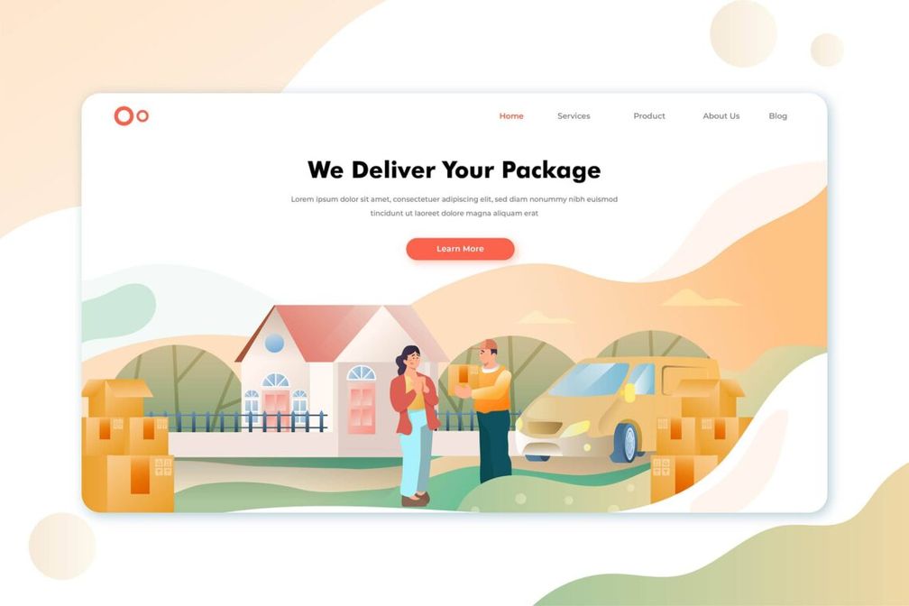 Illustration Landing Pages Express Package Delivery