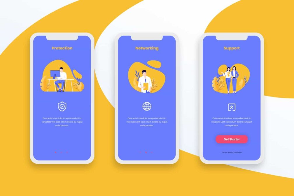 Onboarding Screens Networking Protection