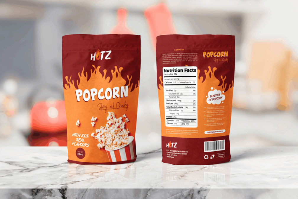 Packaging Template Popcorn Spicy Snack